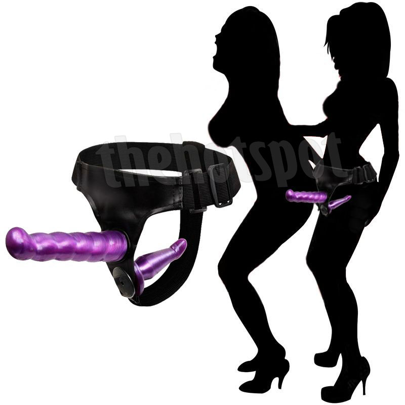 Baile Female Harness Ultra 7 & 5 Inch Double Dildo Strap On - Purple